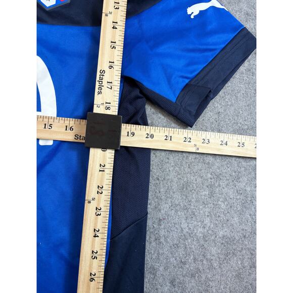 FIGC Italia Soccer Jersey Mens M Blue Colorblock Puma Activewear Performance - Picture 3 of 8